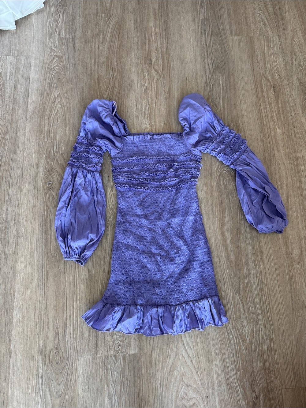 DO+BE Lilac Puff-Sleeve Smocked Mini Dress
